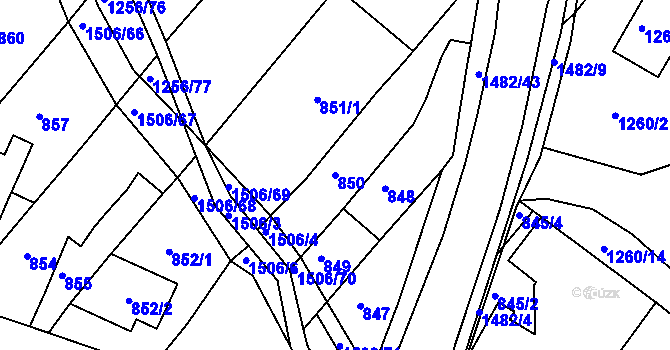 Parcela st. 850 v KÚ Troubsko, Katastrální mapa