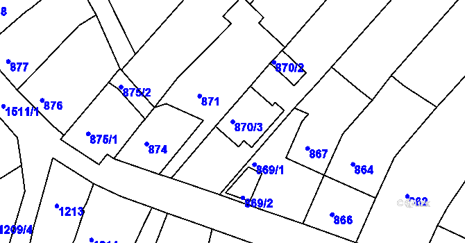 Parcela st. 870/3 v KÚ Troubsko, Katastrální mapa