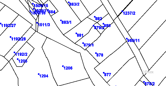 Parcela st. 879/1 v KÚ Troubsko, Katastrální mapa