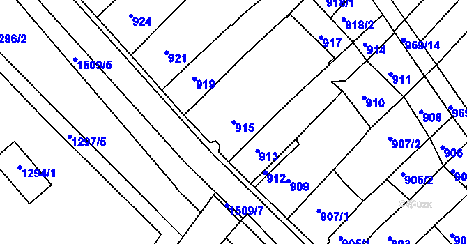 Parcela st. 915 v KÚ Troubsko, Katastrální mapa
