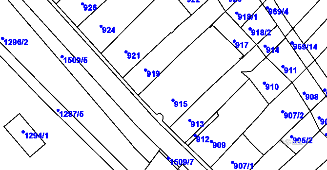 Parcela st. 916 v KÚ Troubsko, Katastrální mapa