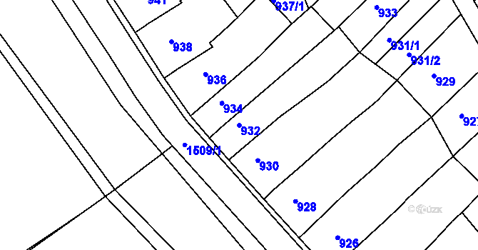 Parcela st. 932 v KÚ Troubsko, Katastrální mapa