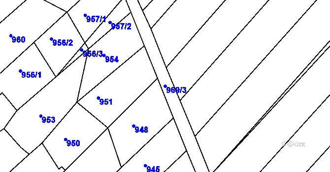 Parcela st. 969/3 v KÚ Troubsko, Katastrální mapa
