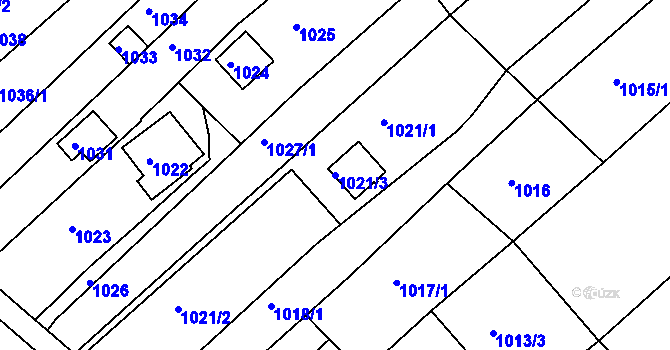Parcela st. 1021/3 v KÚ Troubsko, Katastrální mapa