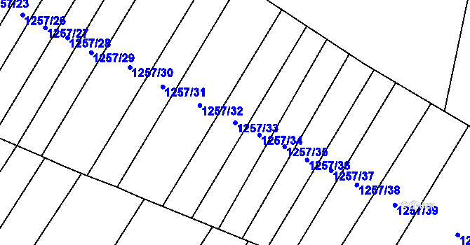 Parcela st. 1257/33 v KÚ Troubsko, Katastrální mapa