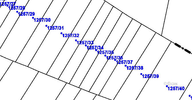 Parcela st. 1257/35 v KÚ Troubsko, Katastrální mapa
