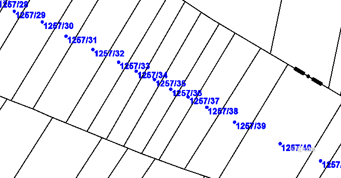 Parcela st. 1257/36 v KÚ Troubsko, Katastrální mapa