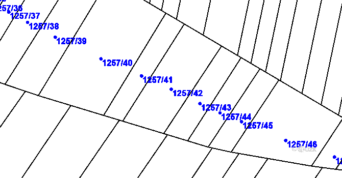 Parcela st. 1257/42 v KÚ Troubsko, Katastrální mapa