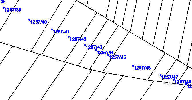 Parcela st. 1257/44 v KÚ Troubsko, Katastrální mapa