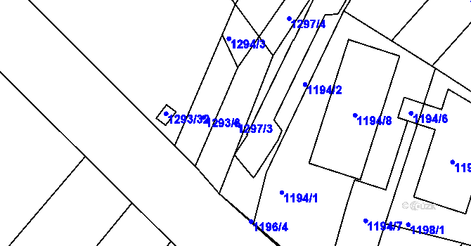 Parcela st. 1297/3 v KÚ Troubsko, Katastrální mapa