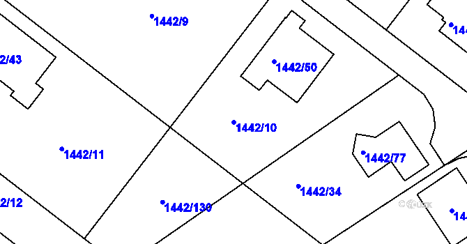 Parcela st. 1442/10 v KÚ Troubsko, Katastrální mapa