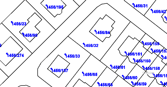 Parcela st. 1456/32 v KÚ Troubsko, Katastrální mapa