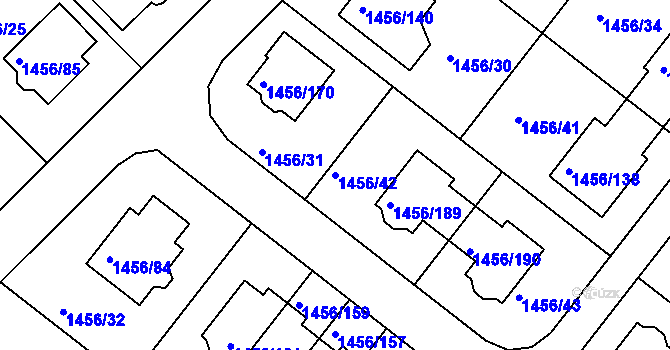 Parcela st. 1456/42 v KÚ Troubsko, Katastrální mapa