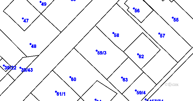 Parcela st. 59/3 v KÚ Troubsko, Katastrální mapa