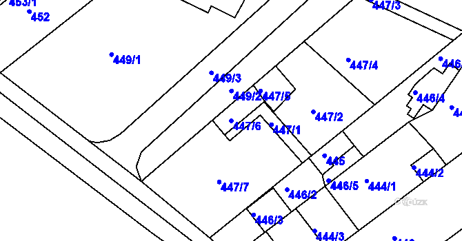 Parcela st. 447/6 v KÚ Troubsko, Katastrální mapa