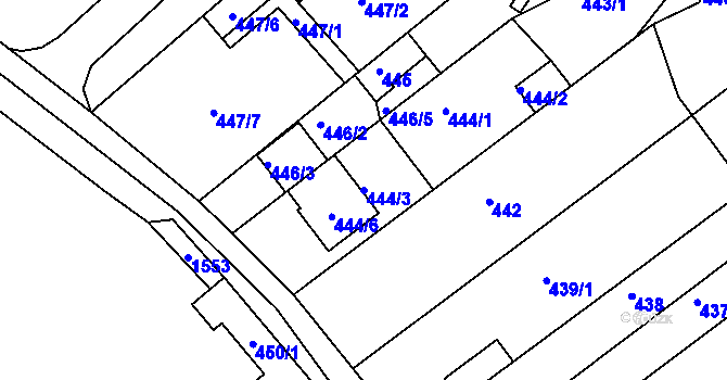 Parcela st. 444/3 v KÚ Troubsko, Katastrální mapa