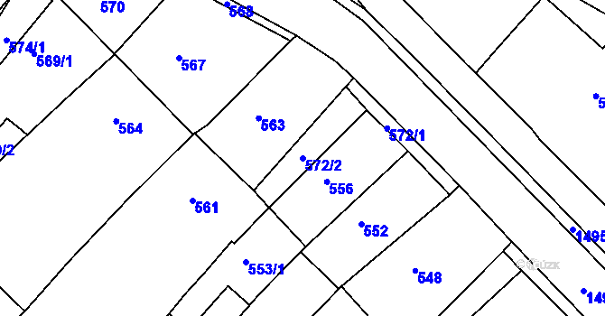 Parcela st. 572/2 v KÚ Troubsko, Katastrální mapa