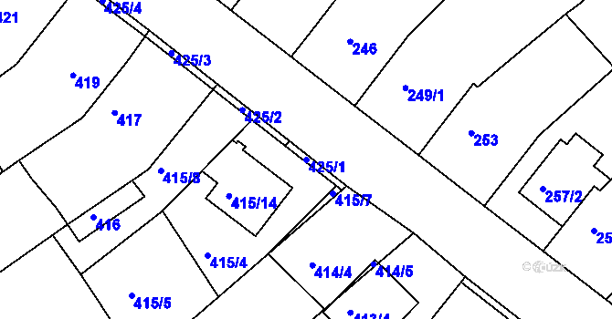 Parcela st. 425/1 v KÚ Troubsko, Katastrální mapa