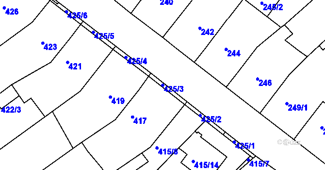 Parcela st. 425/3 v KÚ Troubsko, Katastrální mapa