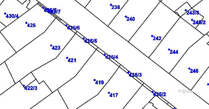 Parcela st. 425/4 v KÚ Troubsko, Katastrální mapa