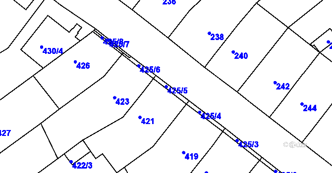 Parcela st. 425/5 v KÚ Troubsko, Katastrální mapa