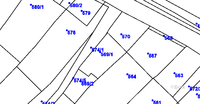 Parcela st. 569/1 v KÚ Troubsko, Katastrální mapa