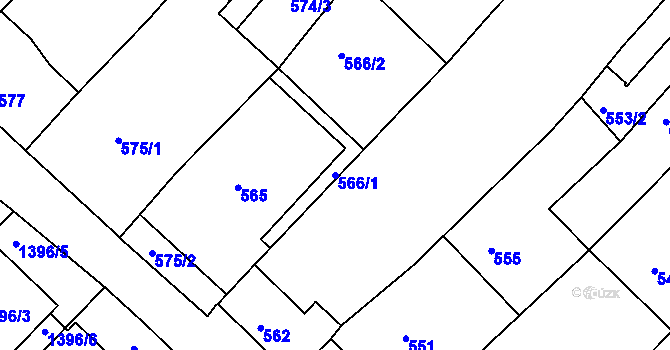 Parcela st. 566/1 v KÚ Troubsko, Katastrální mapa