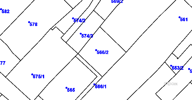 Parcela st. 566/2 v KÚ Troubsko, Katastrální mapa