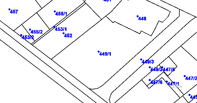 Parcela st. 449/1 v KÚ Troubsko, Katastrální mapa