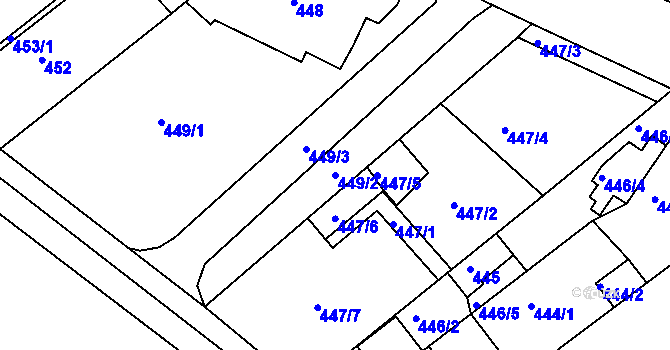 Parcela st. 449/2 v KÚ Troubsko, Katastrální mapa