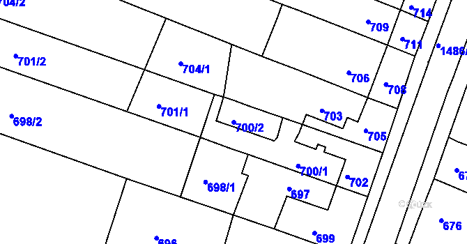 Parcela st. 700/2 v KÚ Troubsko, Katastrální mapa