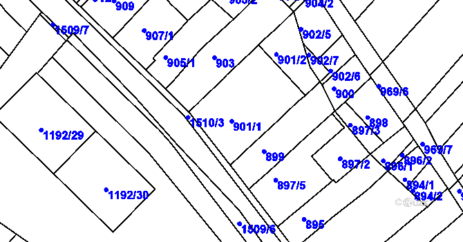 Parcela st. 901/1 v KÚ Troubsko, Katastrální mapa