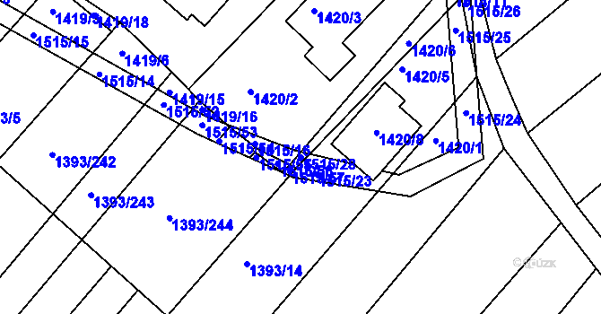 Parcela st. 1515/28 v KÚ Troubsko, Katastrální mapa