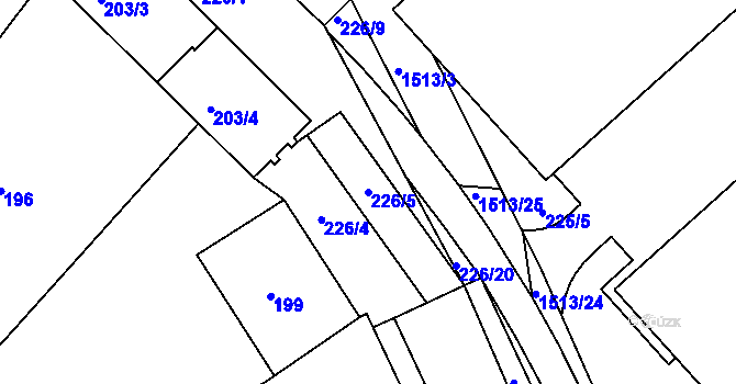 Parcela st. 226/5 v KÚ Troubsko, Katastrální mapa