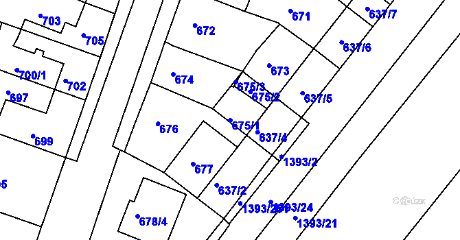 Parcela st. 675/1 v KÚ Troubsko, Katastrální mapa