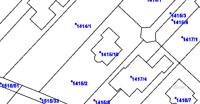 Parcela st. 1415/10 v KÚ Troubsko, Katastrální mapa