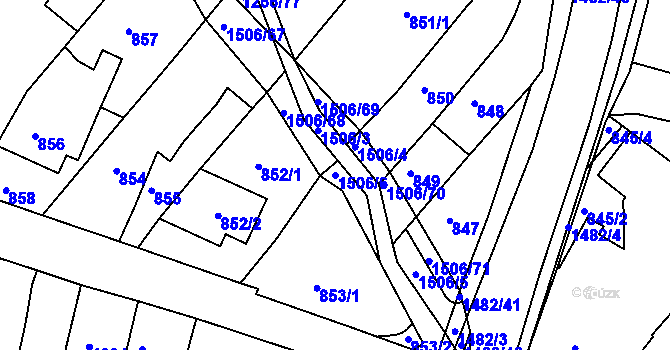 Parcela st. 1506/6 v KÚ Troubsko, Katastrální mapa