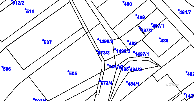 Parcela st. 573/3 v KÚ Troubsko, Katastrální mapa