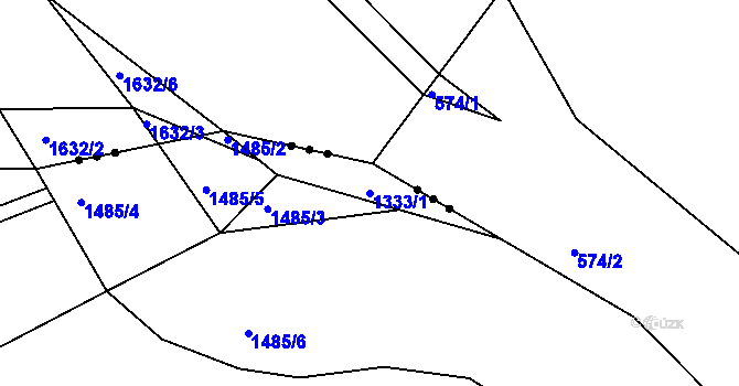 Parcela st. 1333/1 v KÚ Troubsko, Katastrální mapa