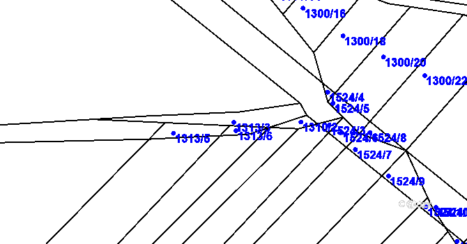 Parcela st. 1313/3 v KÚ Troubsko, Katastrální mapa
