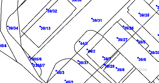Parcela st. 44/3 v KÚ Troubsko, Katastrální mapa