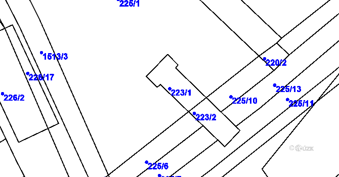 Parcela st. 223/1 v KÚ Troubsko, Katastrální mapa