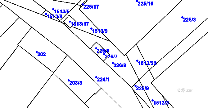 Parcela st. 226/7 v KÚ Troubsko, Katastrální mapa