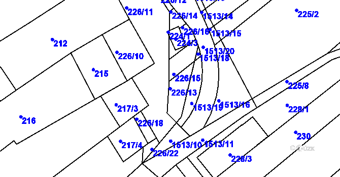 Parcela st. 226/13 v KÚ Troubsko, Katastrální mapa