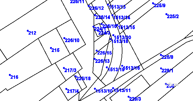 Parcela st. 226/15 v KÚ Troubsko, Katastrální mapa