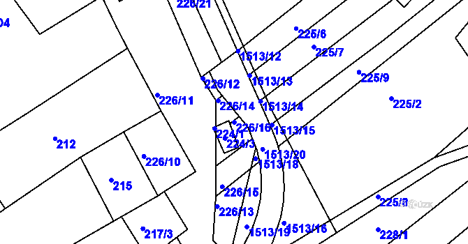 Parcela st. 226/16 v KÚ Troubsko, Katastrální mapa