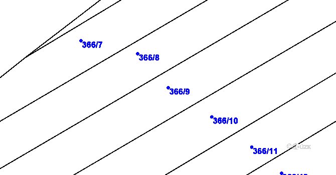Parcela st. 366/9 v KÚ Troubsko, Katastrální mapa