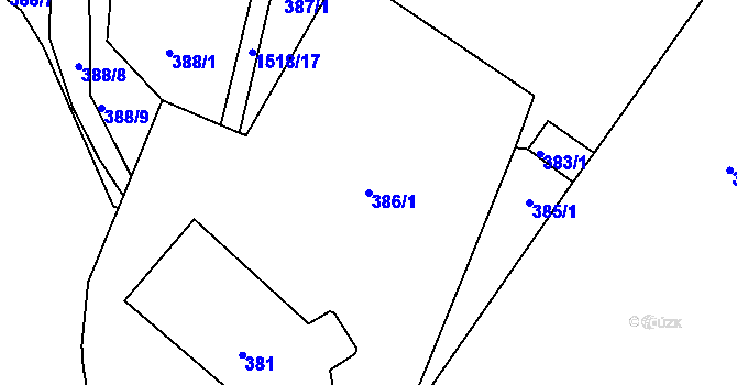 Parcela st. 386/1 v KÚ Troubsko, Katastrální mapa