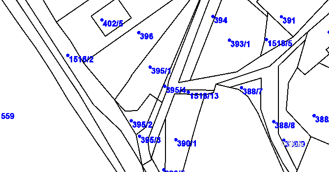 Parcela st. 395/4 v KÚ Troubsko, Katastrální mapa