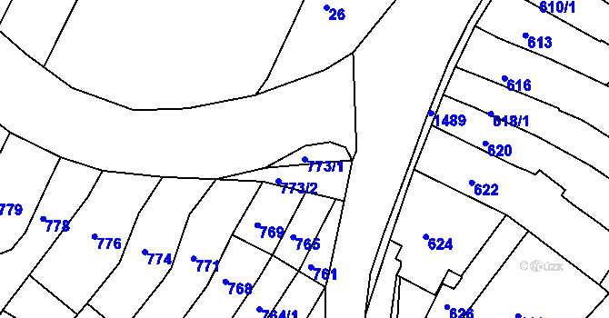 Parcela st. 773/1 v KÚ Troubsko, Katastrální mapa